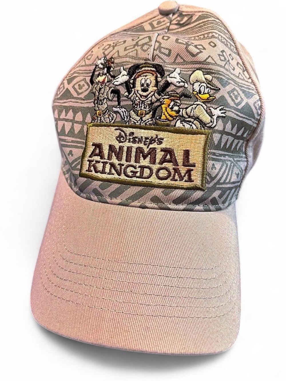 Disney Animal Kingdom Beige and Olive Patterned Baseball Cap